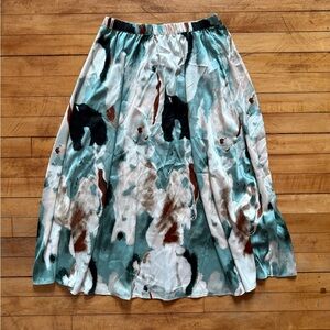 Satin watercolor-style skirt